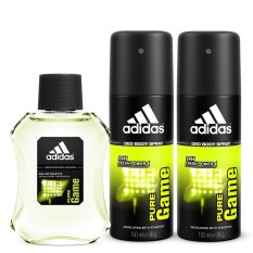 Adidas 1 EDT & 2 Deo Body Spray PURE GAME - For Men - 3 Pcs