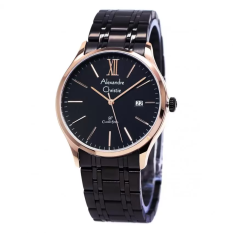 Alexandre Christie 8504 Hitam Rose Gold - Jam Tangan Wanita - Strap Stainless Steel