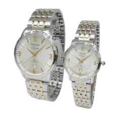 Alexandre Christie Classic Steel Couple Series 8327LMDBTGSL Jam Tangan Pasangan -Silver & Gold