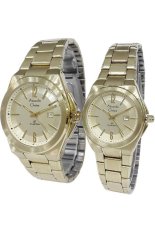 Alexandre Christie Classic Steel Couple Series 8423LMDBGPIV Gold - Jam Tangan Pasangan
