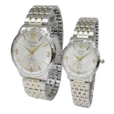 Alexandre Christie Classic Steel Couple Series Jam Tangan Pasangan - Silver & Gold-AC 8327LMDBTGSL