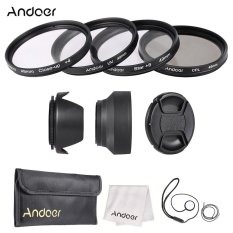 Andoer 49mm Lens Filter Kit with Lens Cap + Lens Cap Holder + Tulip & Rubber Lens Hoods + Cleaning Cloth (Intl)