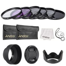 Andoer 58mm Lens Filter Kit UV+CPL+FLD+ND(ND2 ND4 ND8) with Carry Pouch / Lens Cap / Lens Cap Holder / Tulip & Rubber Lens Hoods / Cleaning Cloth Outdoorfree (Intl)