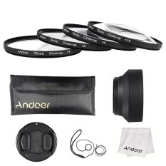 Andoer 72mm Close-up Macro Lens Filter Set(+ 1 +2 +4 +10) with Lens Accessories(Lens Pouch/Collapsible Lens Hood/Lens Cap/Lens Cap Holder/Cleaning Cloth) - Intl