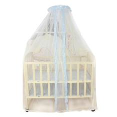 Baby Infant Bed Round Top Lace Insect Mosquito Bug Safe Mesh Bed Net Full Cover Blue Edge (Intl)