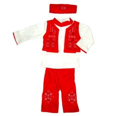 Baby Talk Baju Koko Rompi 4in1 - Baju Setelan Muslim Anak Laki - Laki - Merah