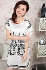 Baju Tidur Baju Santai Wanita Polyester Printing Kupu kupu - Putih