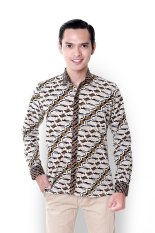 Balin Batik Slim Fit Pria Coklat Lengan Panjang