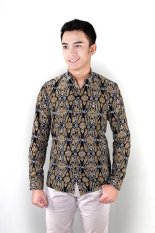 Balin Batik Slim Fit Pria Hitam Lengan Panjang