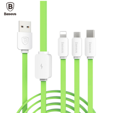 Baseus 3 in 1 8pin Micro Type-C USB Cable Data Sync Charging For iPhone Android For Samsung Galaxy Note7 Nexus 5X 6P HTC10 LG G5(Green)