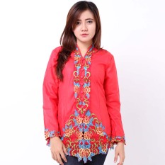 Batik Distro BA6914 Kebaya Wanita Lengan Panjang Warna - Merah