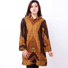 Batik Distro BA6931 Blus Wanita Kantor Lengan Panjang - Coklat
