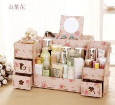 Best Rak Kayu 028 kosmetik + jewelery Cosmetic Storage Stationary Organizer - Pink Camelia