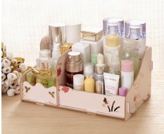 BEST Rak Kayu 25 DIY kosmetik /Stationary/ Alat Tulis Desktop Organizer Storage Box - Pink Flower