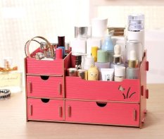 Best Rak Kayu Kosmetik 03 Kupu Cosmetic Stationary Alat Tulis Organizer - Pink Fanta