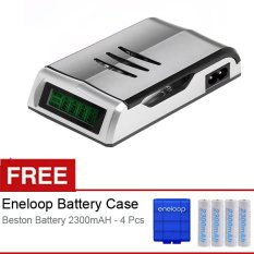 Beston Quick Charger Bst-C905w - Silver + Gratis Eneloop Case + 4 Battery AA 2300 mAh