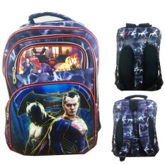 BGC 6 Dimensi Bantalan Punggung Batman Vs Superman 5 Kantung Tas Ransel Anak SD IMPORT - Black Kombinasi