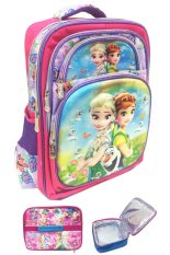 BGC Disney Frozen Fever Elsa Anna 5 Dimensi Hologram Butterfly Gambar Rubah Rubah Tas Ransel Anak Sekolah SD + Lunch Bag Aluminium Tahan Panas