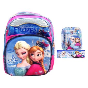 bgc disney frozen tas ransel elsa 3d timbul 3 kantong import blues pink kotak pensil dan bgc disney frozen tas ransel elsa 3d timbul 3 kantong import blues pink kotak pensil dan