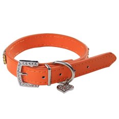 Bling Rhinestone PU Kulit ikat pinggang bola sepak bola leather Crystal Diamond Puppy Collar timangan kesayangan anjing, orang dog Collars (Intl)
