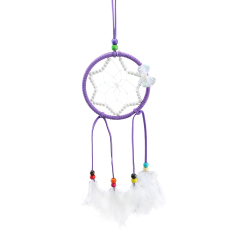 BolehDeals Handmade Purple Dream Catcher With White Feathers Home Room Decoration (Intl)