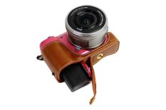 Bottom Opening Version Protective PU Leather Half Camera Case Bag Cover with Tripod Design for Sony ILCE5100 a5100 Camera with Hand Strap (Brown) (Intl)