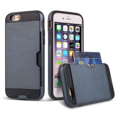 Brushed Metal Texture Slim Fit Drop Protection Hard Polycarbonate and Flexible TPU Dual Layer Case Cover for iPhone 6S Plus (Navy Blue)- Intl