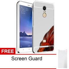 Calandiva Xiaomi Redmi Note 3 Mirror Backcase with Metal Bumper - Silver + Gratis Screenguard