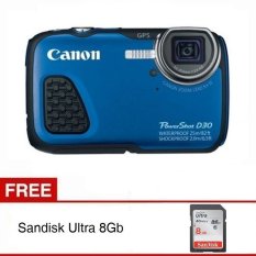 Canon Camera PowerShot D30 - Waterproof - Biru + Gratis SD Card 8Gb