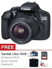 Canon EOS 1300d Kit 18-55 IS II - 18MP - Wifi - Hitam + Gratis Aksessories Kamera