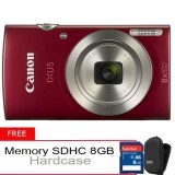 Canon IXUS 175 - 20MP - 8x Optical Zoom - Merah + Gratis Memory 8GB + Case
