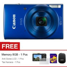 Canon IXUS 180 - 20 MP - 10x Optical Zoom + WIFI - Biru + Gratis Aksessories Kamera