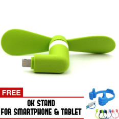 Cantique - Kipas Angin Portable Iphone 5/6/6 Plus/iPad Air - Mini USB Fan - Hijau + Gratis OK Stand