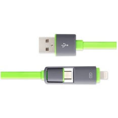 Case 2 in 1 Duo Magic Cable Lightning and Micro USB Cable for Android / iOS - Split Back Model - Green