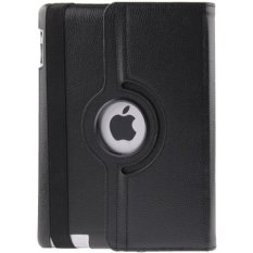 Case 360 Degree Rotatable Litchi Texture Leather Case untuk New iPad - iPad 3 - iPad 2 - Hitam