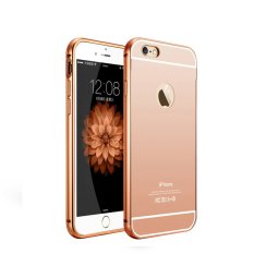 Case iphone 5/5s Alumunium Bumper With Mirror Backdoor Slide- Rose gold