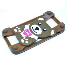 Case Karakter Teddy Bear Bumper Ring Silicone Case for Smartphone 4 - 5.5 Inch - Coklat