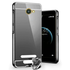 Case Metal for Smartfren Andromax A Aluminium Bumper With Mirror Backdoor Slide - Black