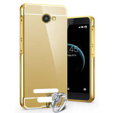 Case Metal for Smartfren Andromax A Aluminium Bumper With Mirror Backdoor Slide - Gold