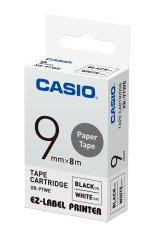 Casio Label XR-9TWE 9mm Black On White Paper Tape