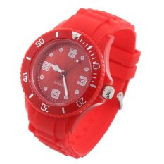 Classic Unisex Stylish Silicon Ice Jelly Wrist Watch Red (Intl)