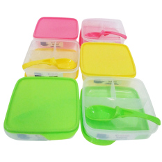 Clio - Kotak Makan Plastik Lunch Box Kyoto Set 6Pieces + Sendok 3 Warna Cantik