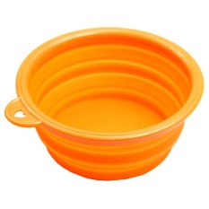 Collapsible Dog Silicone Travel Feeding Bowl Water Dish Feeder(Orange) (Intl)