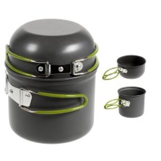 Compact Foldeble Outdoor Camping Hiking Cookware Backpacking Cooking Picnic Bowl Pot Pan Set with Mesh Bag (Intl)