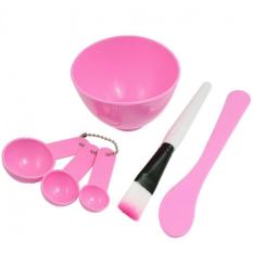 Cosmetic Tools Set 4 in 1 DIY Facial Mask Bowl Brush Stick Measuring Spoon Pink (Intl)