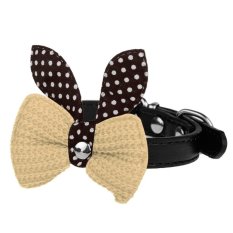 Cute Bowknot Adjustable PU Leather Dog Puppy Pet Cat Collars Necklace Neck Lace Black XS