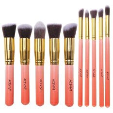 Cyber Acevivi 10pcs Makeup Brushes Kit Tools Essential Kit Foundation Blending Cosmetic Brushes Set (Pink)