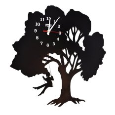 Dfq006 Mute Metal Living Room Tree Shape Quartz Handing Wall Clock Black (Intl)