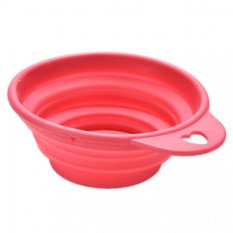 Dog Cat Portable Silicone Collapsible Travel Feeding Bowl Water Dish Feeder WF (Rose) - Intl