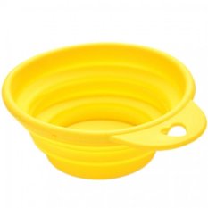 Dog Cat Portable Silicone Collapsible Travel Feeding Bowl Water Dish Feeder WF (Yellow) - Intl
